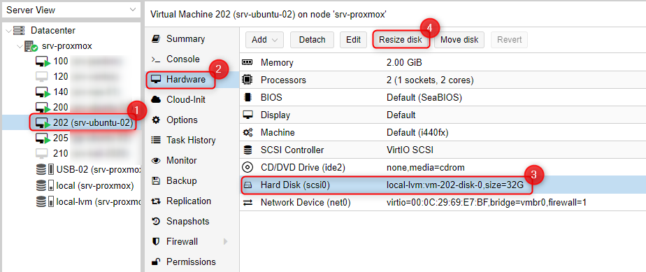 Proxmox - redimensionner VM